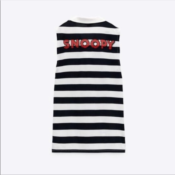 ZARA Snoopy Peanuts Striped Tank T-shirt Dress small - Picture 1 of 10